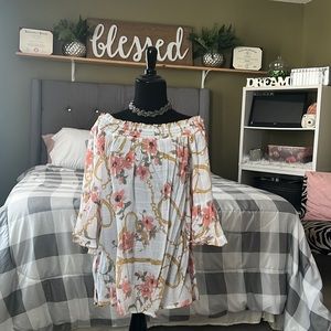 White Floral Blouse